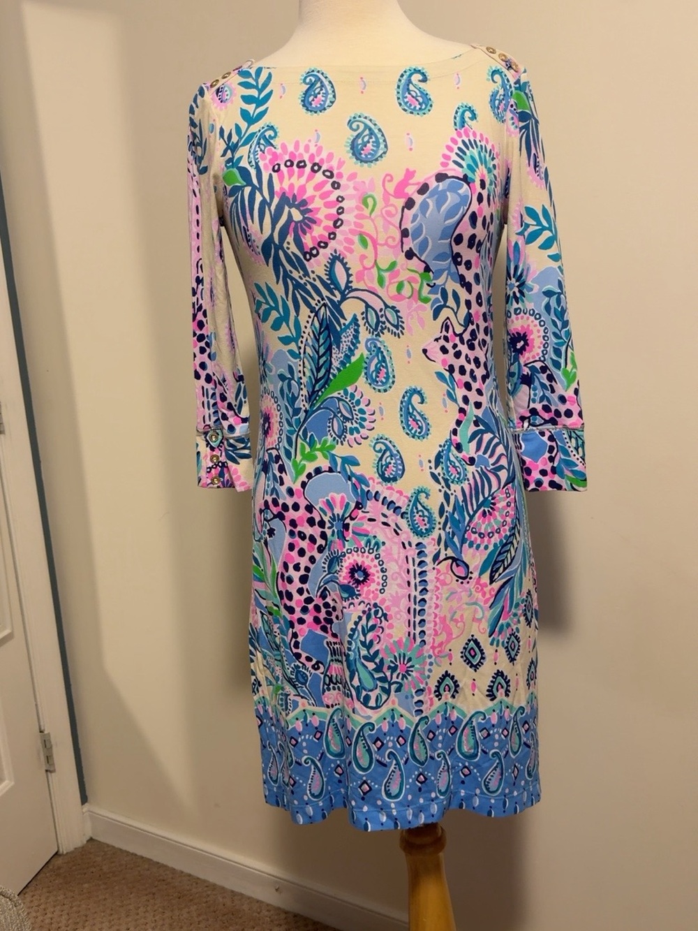 Lilly Pulitzer Paisley Print 3/4 Sleeve Shift Dress Size S
